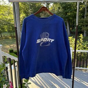 Vintage 90s Looney Tunes Crewneck Sweatshirt Warner Bros Sport Blue Sz XL Heavy